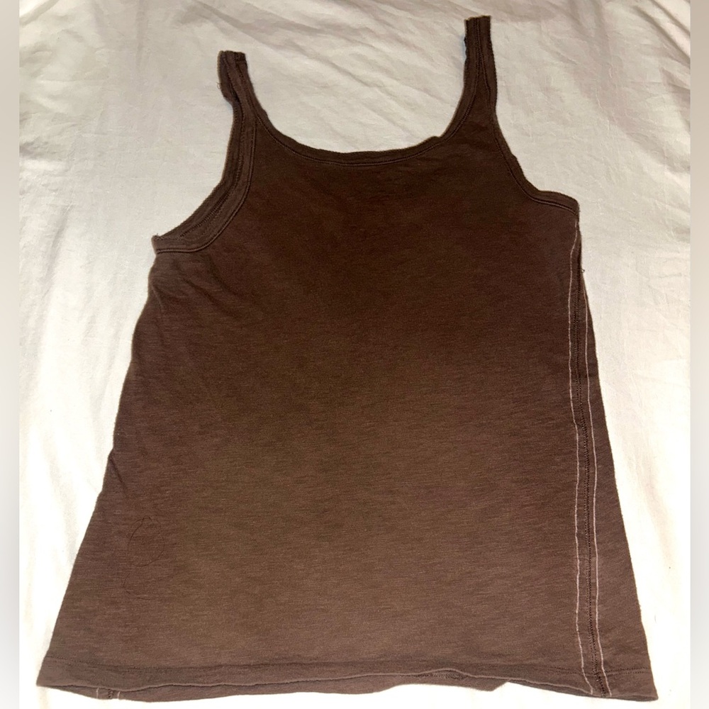 Vintage American Eagle Outfitters Brown Tank Top Size XL Pink Stitching